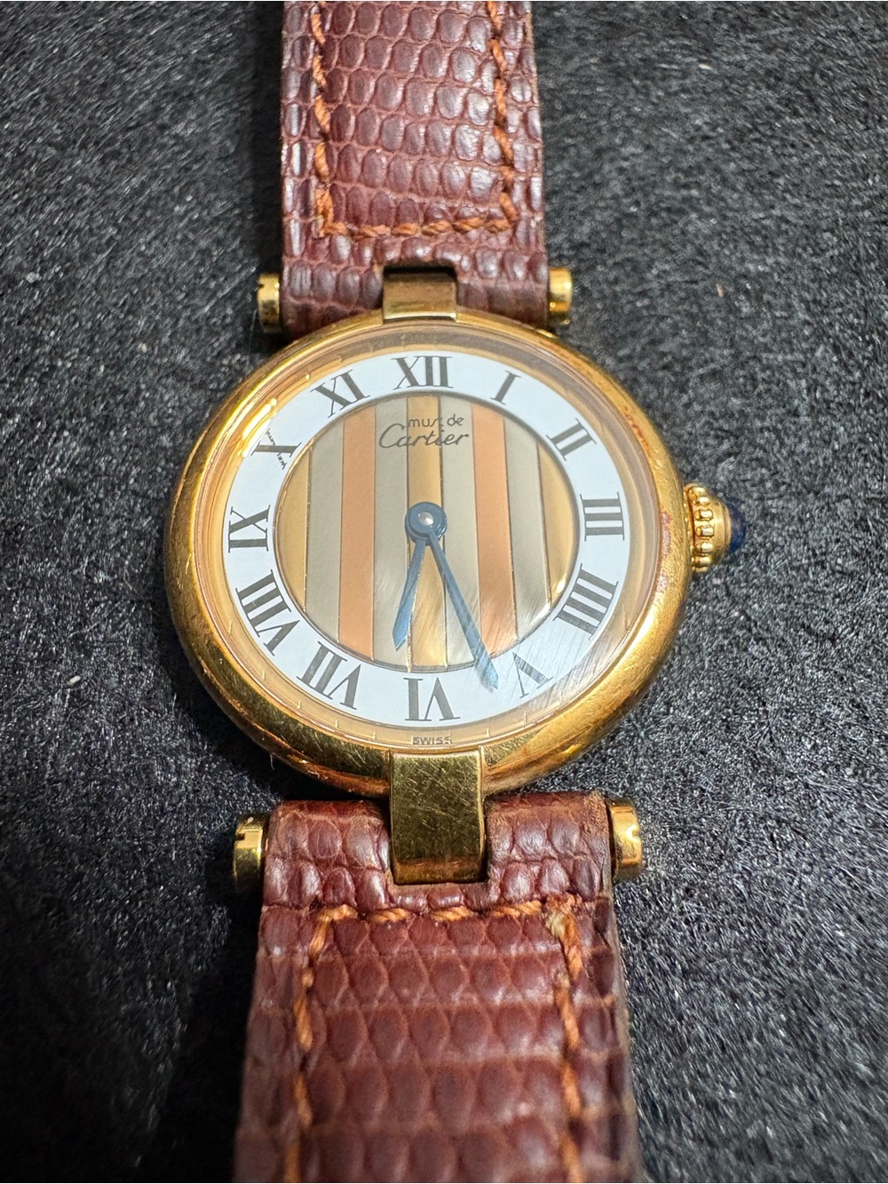 Vintage Must de Cartier Vendome Trinity Dial 590004 Quartz Vermeil 925 Watch
